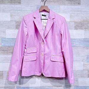 J CREW Cotton Schoolboy Blazer Pastel Pink Lightweight Summer Preppy Womens 8
